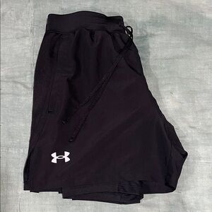 Under Armour Black Athletic Shorts with White Logo